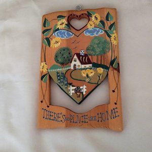 "There Is No Place Like Home" Hand Painted on Wood Wall Wood Art Signed 